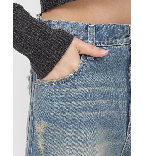 EVRIS「ヴィンテージライクダメージワイドデニムパンツ」|デニム|