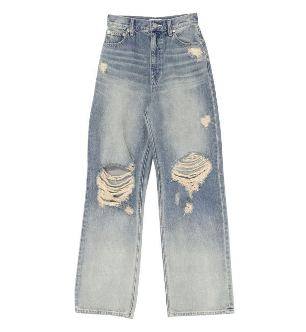 EVRIS「ヴィンテージライクダメージワイドデニムパンツ」|デニム|