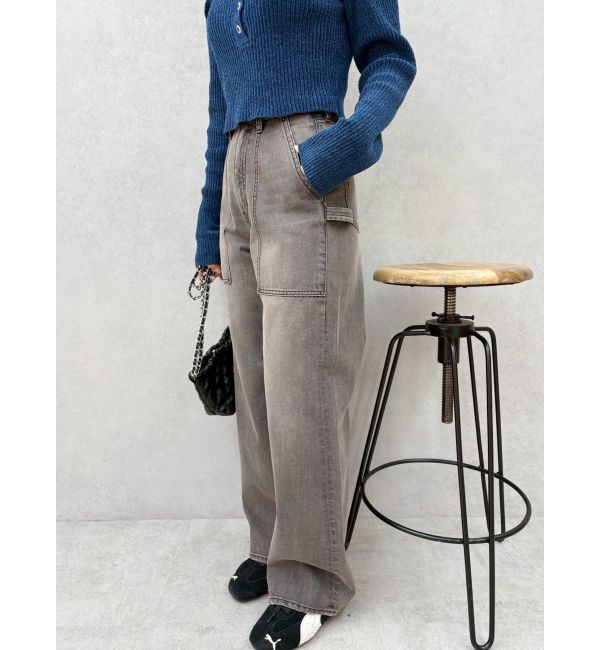 EVRIS「リベットペインターワイドデニムパンツ」|デニム|