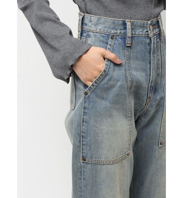 EVRIS「リベットペインターワイドデニムパンツ」|デニム|