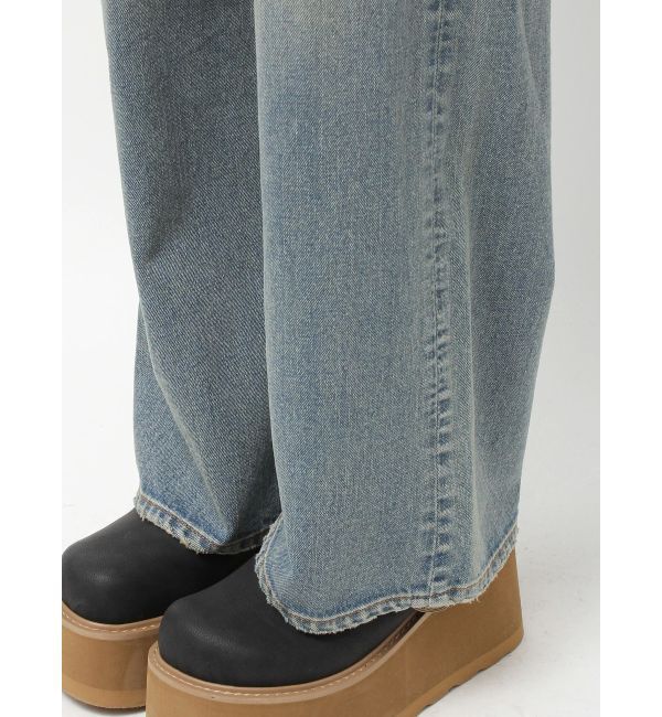 EVRIS「リベットペインターワイドデニムパンツ」|デニム|