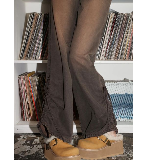 EVRIS「サイドギャザーリボンセミワイドデニムパンツ」|デニム|