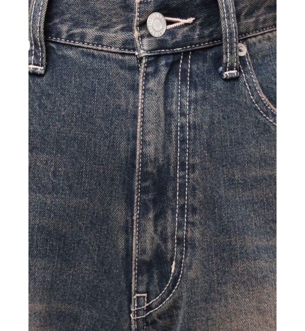 EVRIS「サイドギャザーリボンセミワイドデニムパンツ」|デニム|