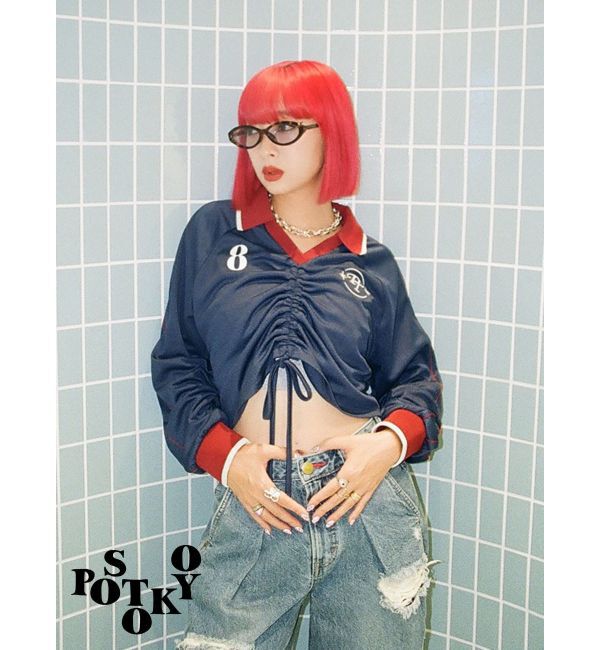 jouetie「【Something &times;PosTokyo】Front gather Sporty Tops」|Tシャツ・カットソー|