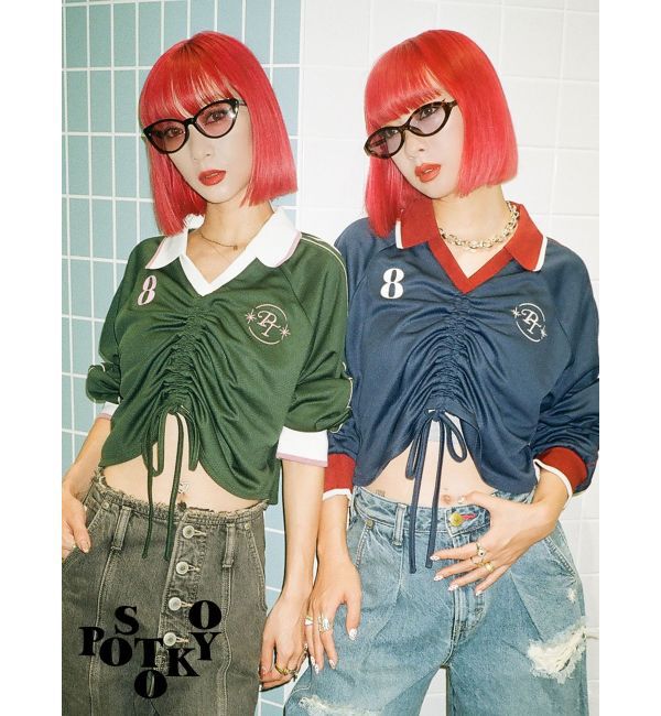 jouetie「【Something &times;PosTokyo】Front gather Sporty Tops」|Tシャツ・カットソー|