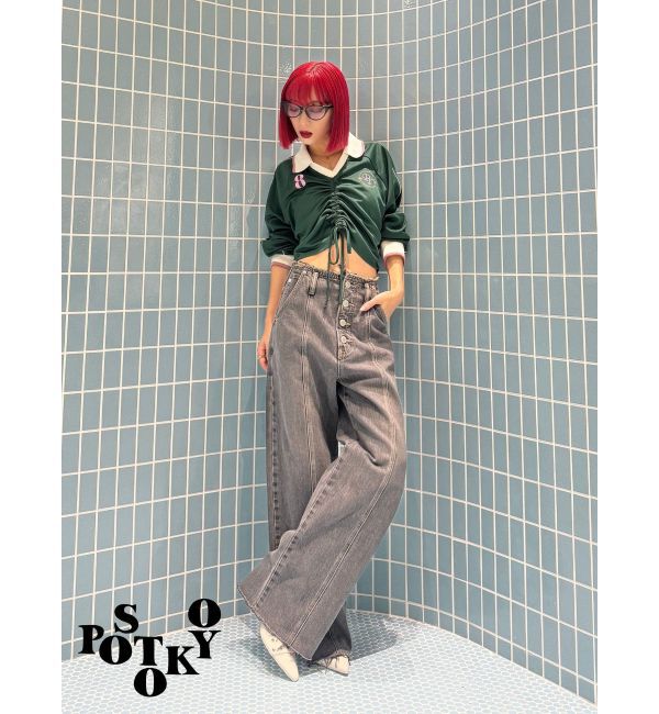 jouetie「【Something &times;PosTokyo】Front gather Sporty Tops」|Tシャツ・カットソー|