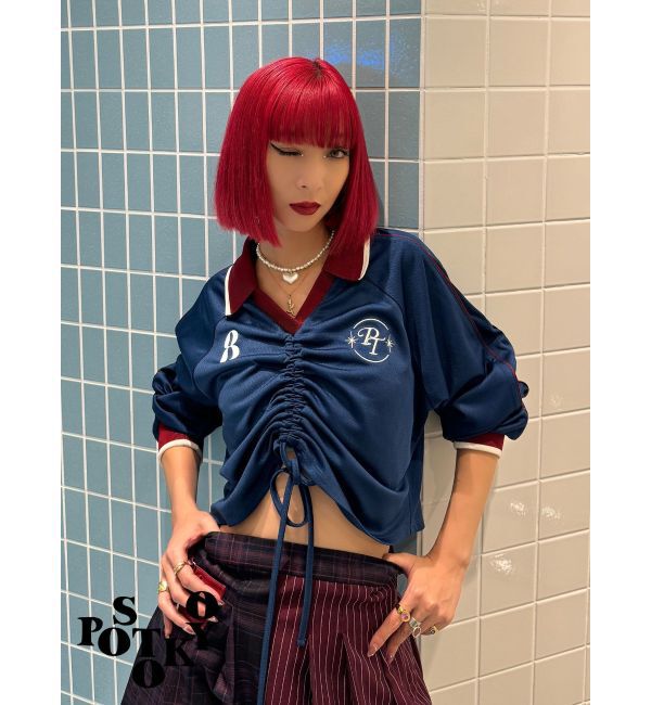 jouetie「【Something &times;PosTokyo】Front gather Sporty Tops」|Tシャツ・カットソー|