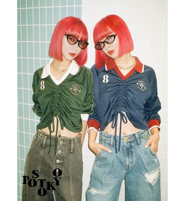 jouetie「【Something &times;PosTokyo】Front gather Sporty Tops」|Tシャツ・カットソー|