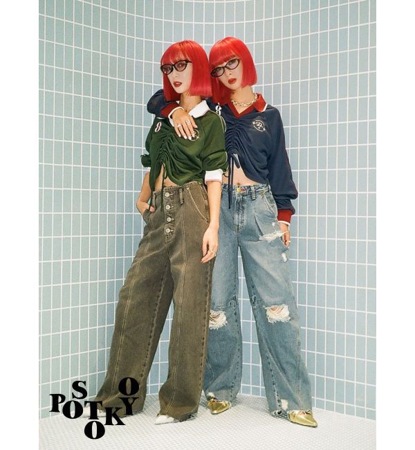 jouetie「【Something &times;PosTokyo】Front gather Sporty Tops」|Tシャツ・カットソー|