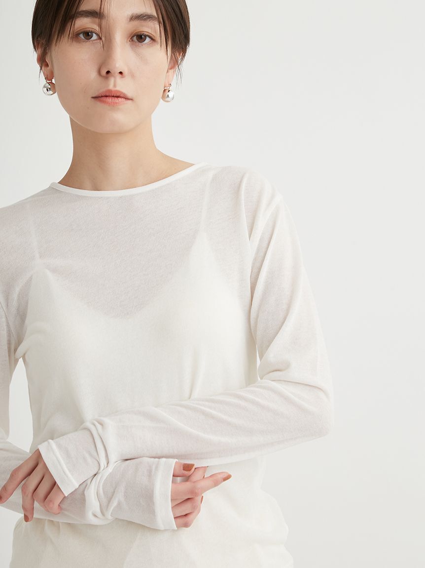 emmi atelier「オーガニックコットン強撚天竺トップス」|Tシャツ・カットソー|WHT