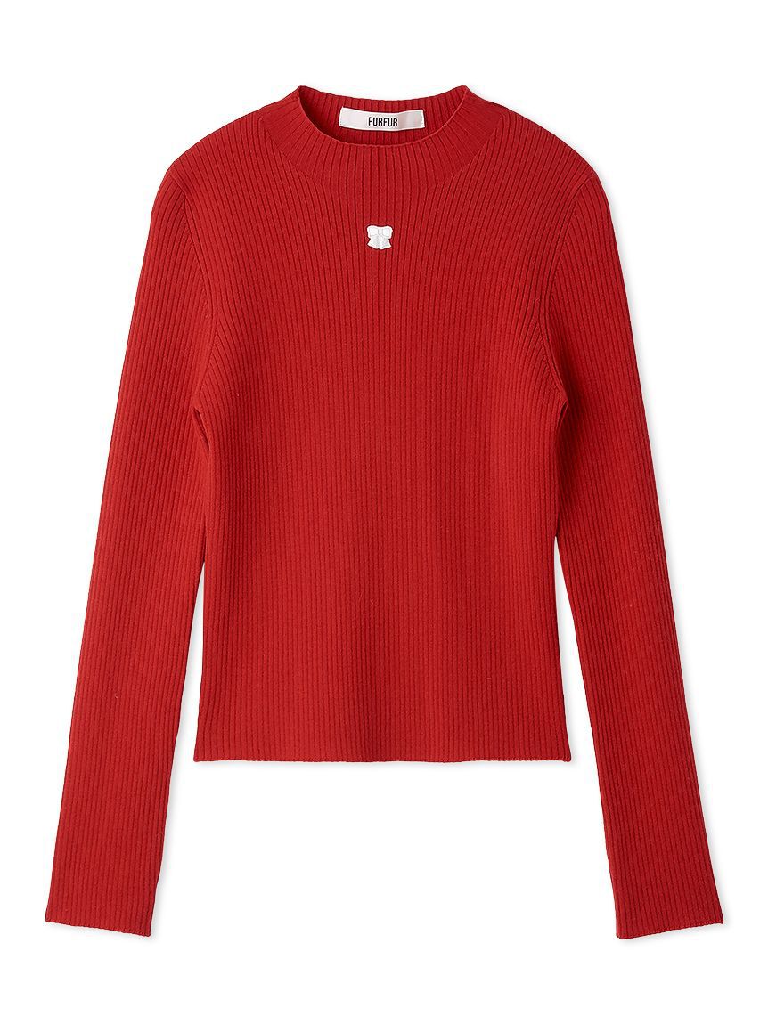 FURFUR「【限定カラー】リボン刺繍リブニットトップス」|ニット・セーター|