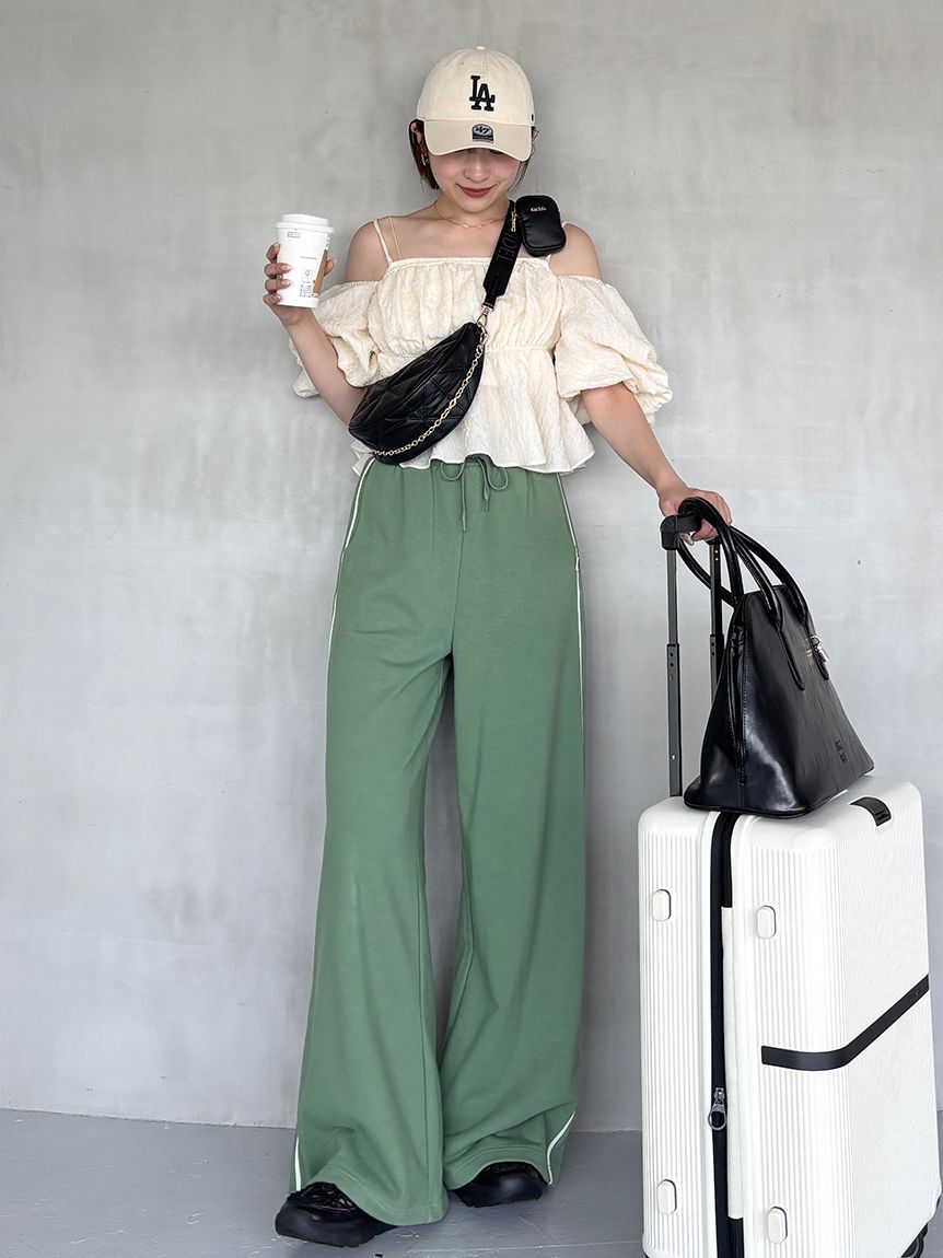 SNIDEL「【WEB限定カラーあり】UVカットスウェットワイドパンツ」|チノ|GRN