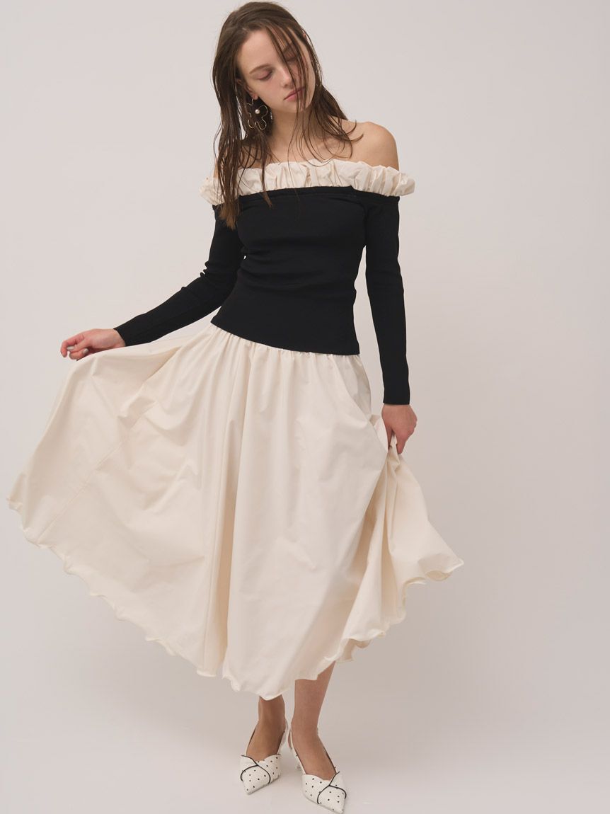 SNIDEL「ボリュームタフタスカート」|スカート|