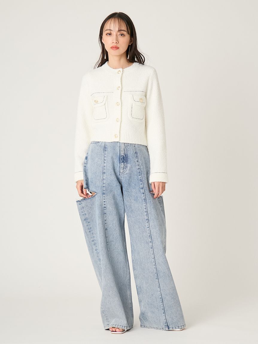 FRAY I.D「ミックスヤーンニットジャケット」|ニット・セーター|