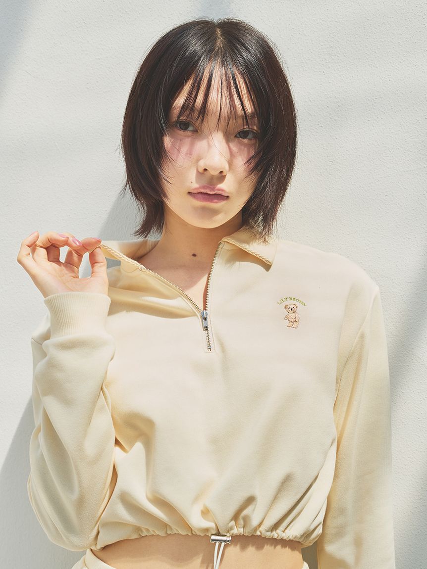 LILY BROWN「【WEB限定カラー】Lily Bearハーフジップクロップドスウェット」|スウェット・ジャージ|IVR