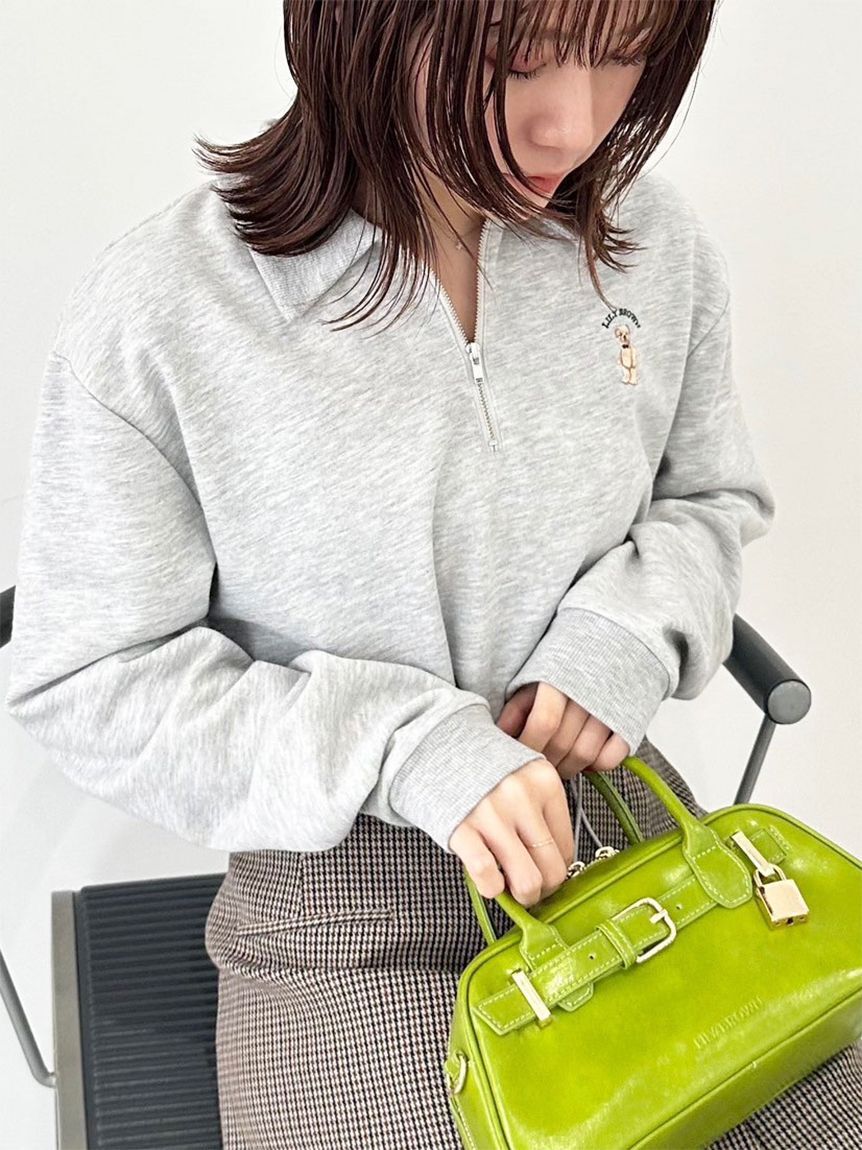 LILY BROWN「【WEB限定カラー】Lily Bearハーフジップクロップドスウェット」|スウェット・ジャージ|