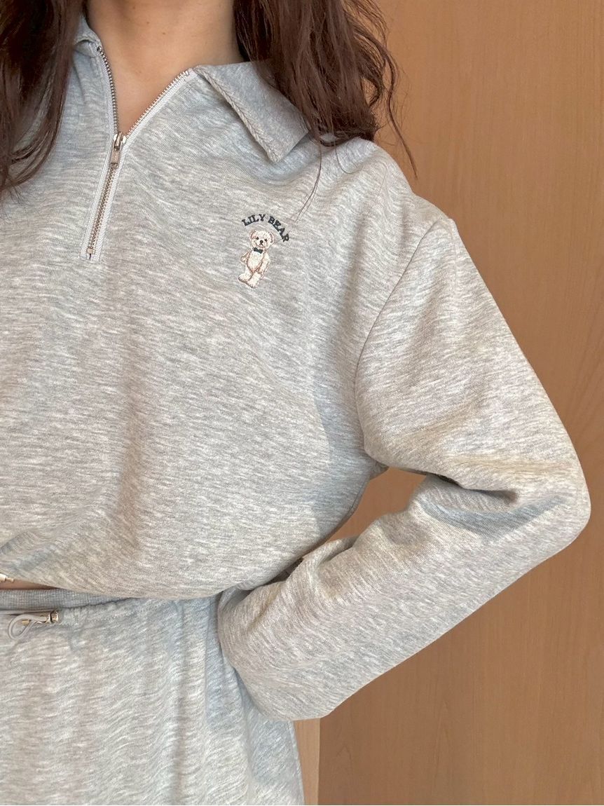 LILY BROWN「【WEB限定カラー】Lily Bearハーフジップクロップドスウェット」|スウェット・ジャージ|