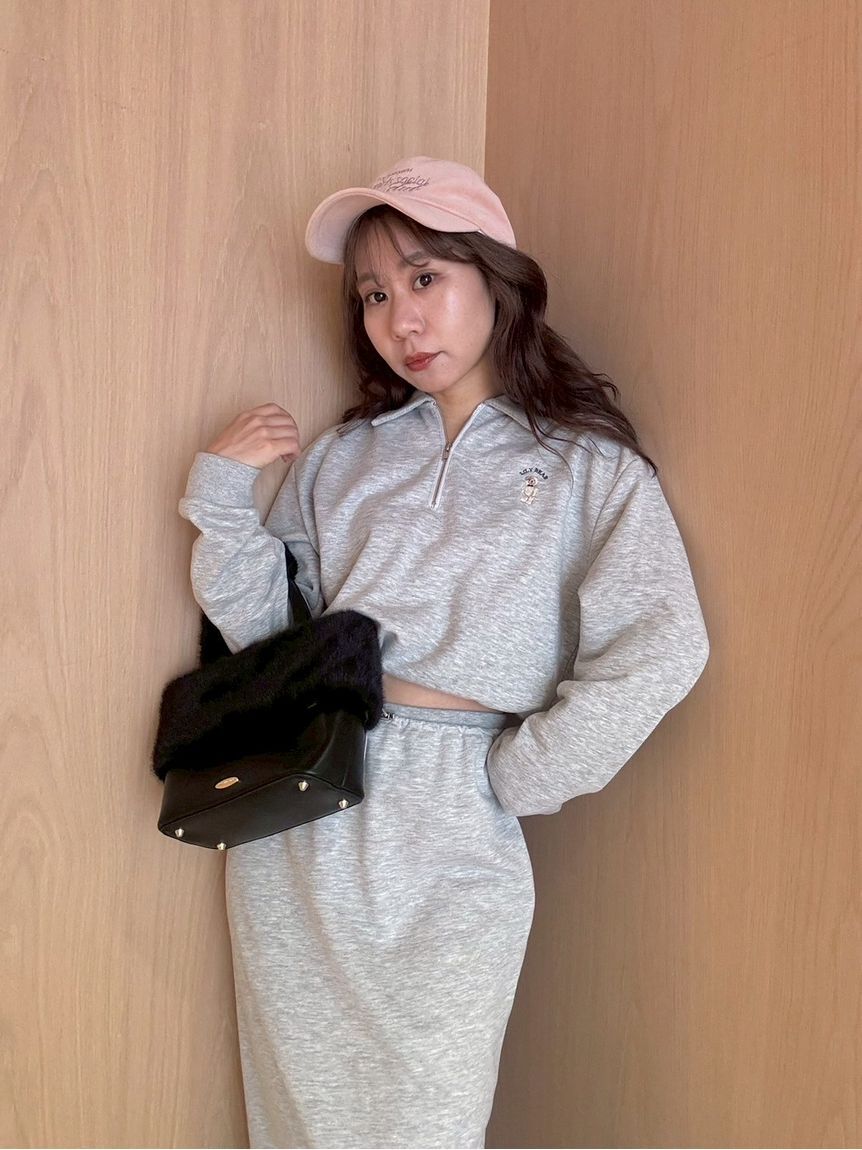 LILY BROWN「【WEB限定カラー】Lily Bearハーフジップクロップドスウェット」|スウェット・ジャージ|