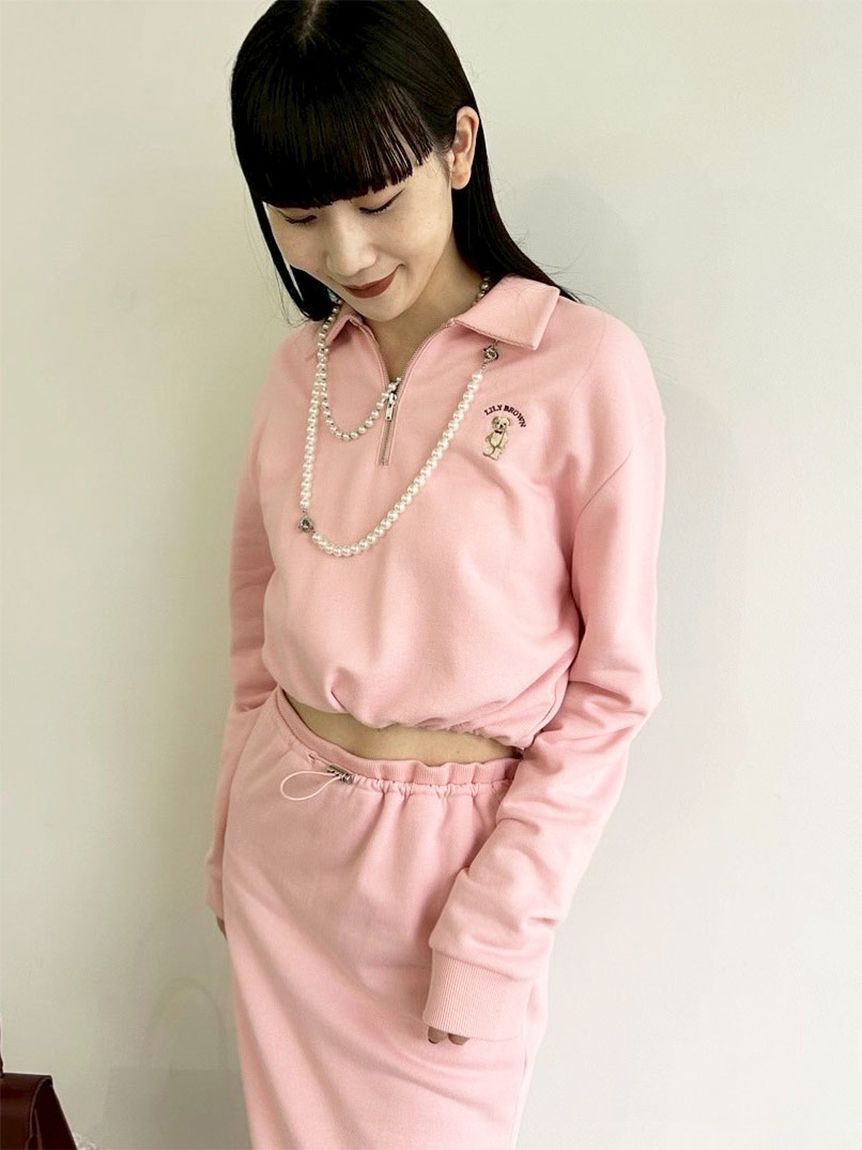 LILY BROWN「【WEB限定カラー】Lily Bearハーフジップクロップドスウェット」|スウェット・ジャージ|PNK