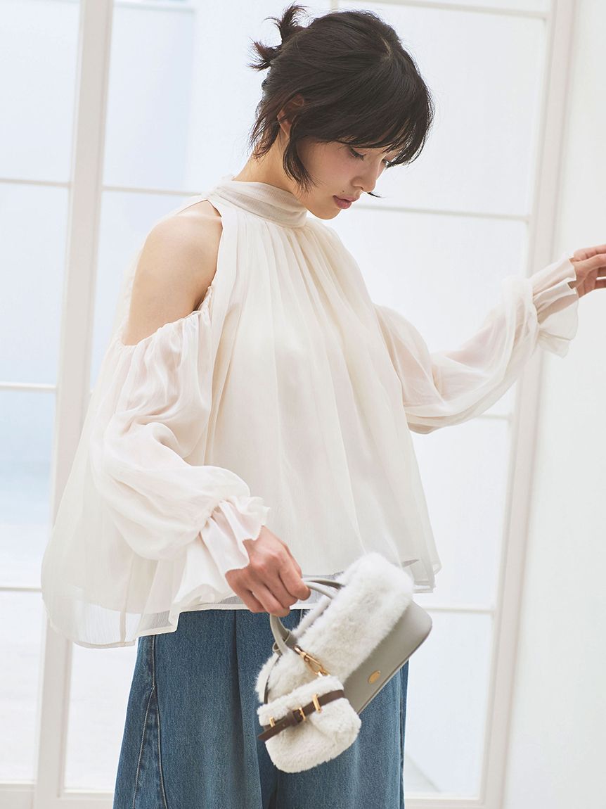 LILY BROWN「【WEB限定カラー】ドレープボウタイシフォンブラウス」|シャツ・ブラウス|IVR