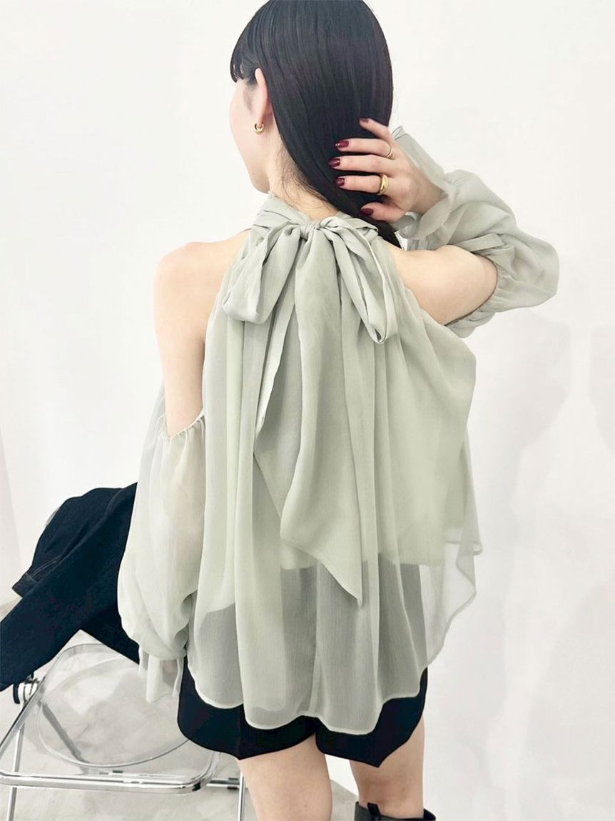 LILY BROWN「【WEB限定カラー】ドレープボウタイシフォンブラウス」|シャツ・ブラウス|