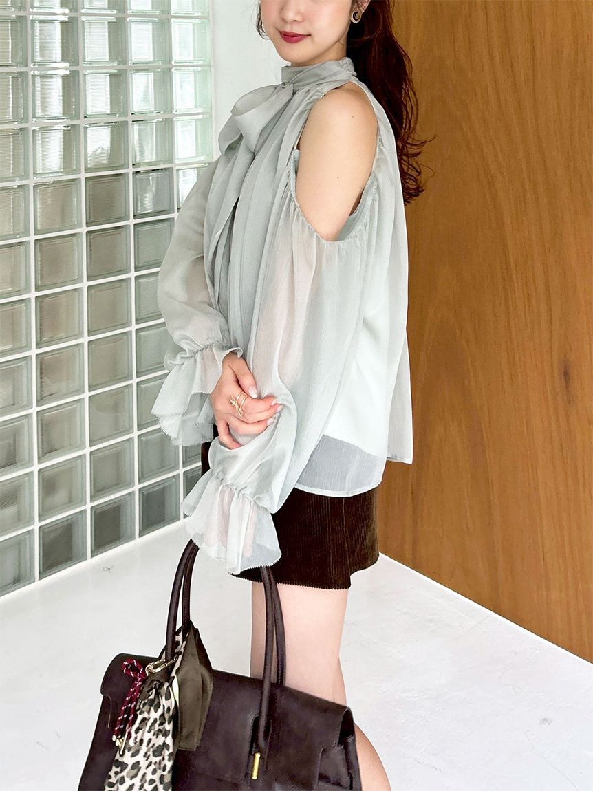 LILY BROWN「【WEB限定カラー】ドレープボウタイシフォンブラウス」|シャツ・ブラウス|