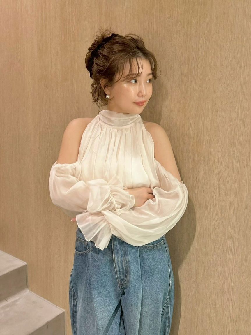 LILY BROWN「【WEB限定カラー】ドレープボウタイシフォンブラウス」|シャツ・ブラウス|