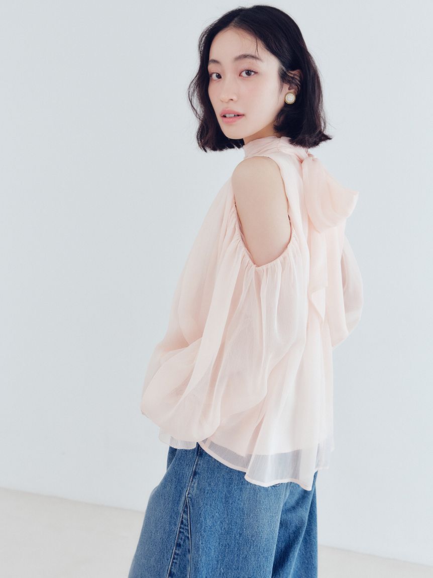 LILY BROWN「【WEB限定カラー】ドレープボウタイシフォンブラウス」|シャツ・ブラウス|