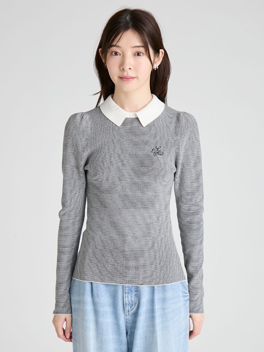 CELFORD「ボウタイリボン衿付きニットプルオーバー」|ニット・セーター|