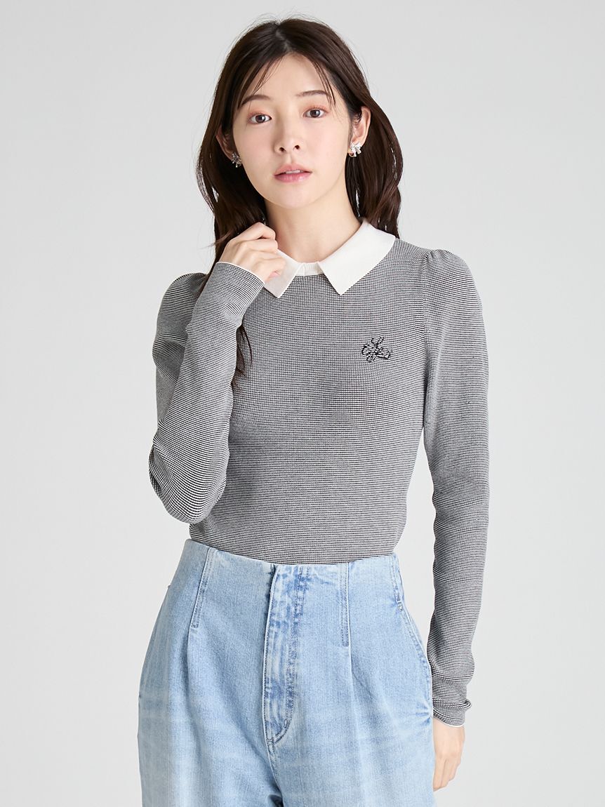 CELFORD「ボウタイリボン衿付きニットプルオーバー」|ニット・セーター|