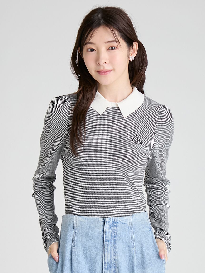 CELFORD「ボウタイリボン衿付きニットプルオーバー」|ニット・セーター|