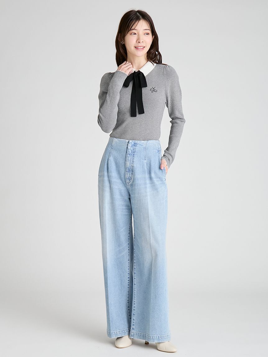 CELFORD「ボウタイリボン衿付きニットプルオーバー」|ニット・セーター|