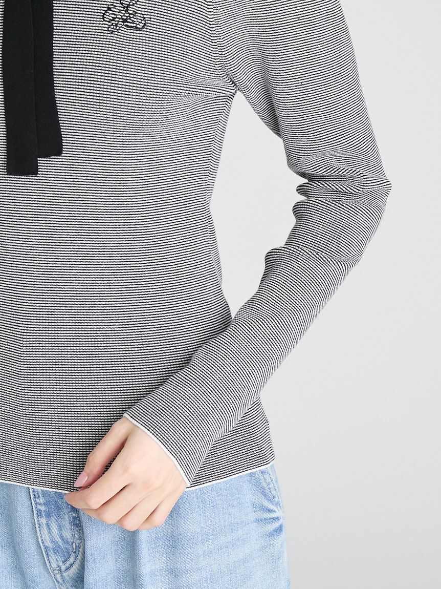 CELFORD「ボウタイリボン衿付きニットプルオーバー」|ニット・セーター|