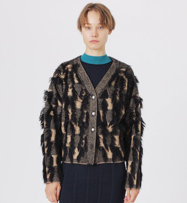  「ジャカードニットカーディガン」|ニット・セーター|ブラック