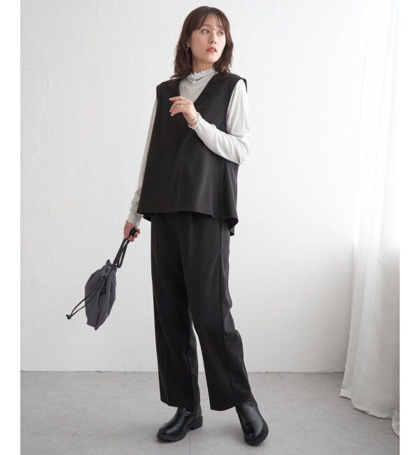 IKKA LOUNGE「【2点セット】GOKU楽ペプラムジレセット」|ワンピース|ブラック