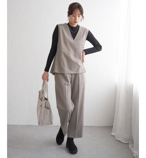 IKKA LOUNGE「【2点セット】GOKU楽ペプラムジレセット」|ワンピース|モカ