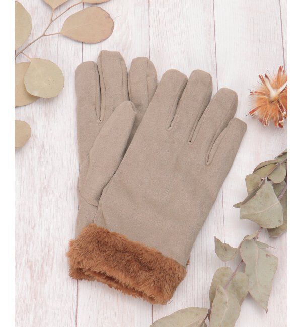 Lbc with Life「フェイクスエードグローブ」|手袋|ベージュ