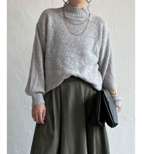 Lbc with Life「ラメブークレーハイネックプルオーバー」|カーディガン|ライトグレイ