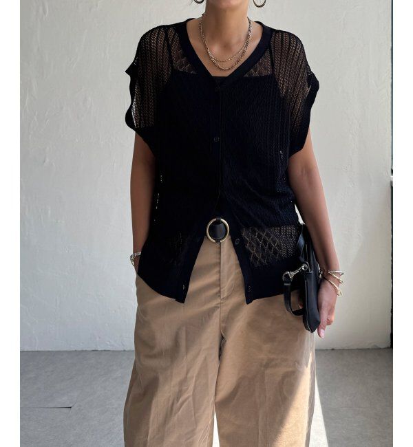 Lbc with Life「透かし編み2WAYベスト」|ニット・セーター|ブラック