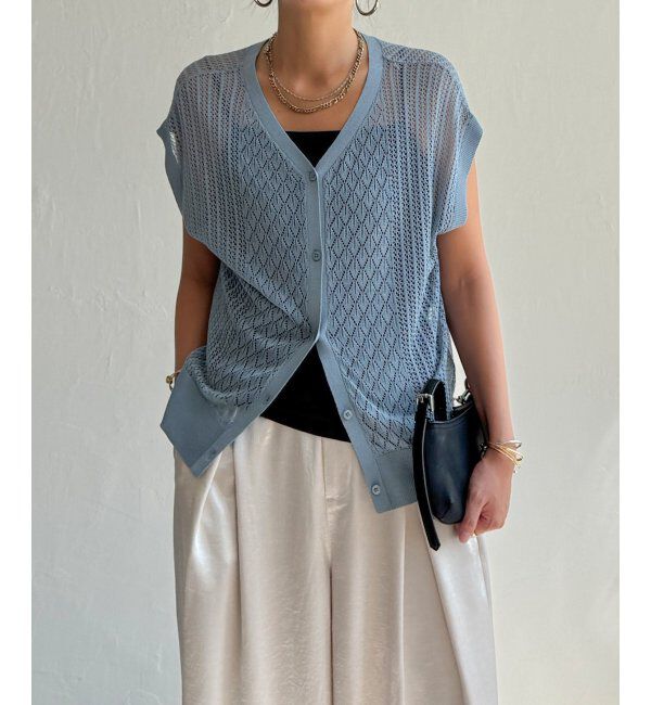 Lbc with Life「透かし編み2WAYベスト」|ニット・セーター|ライトブルー