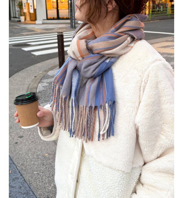 Lbc with Life「チェックカラーマフラー」|マフラー|サックスブルー