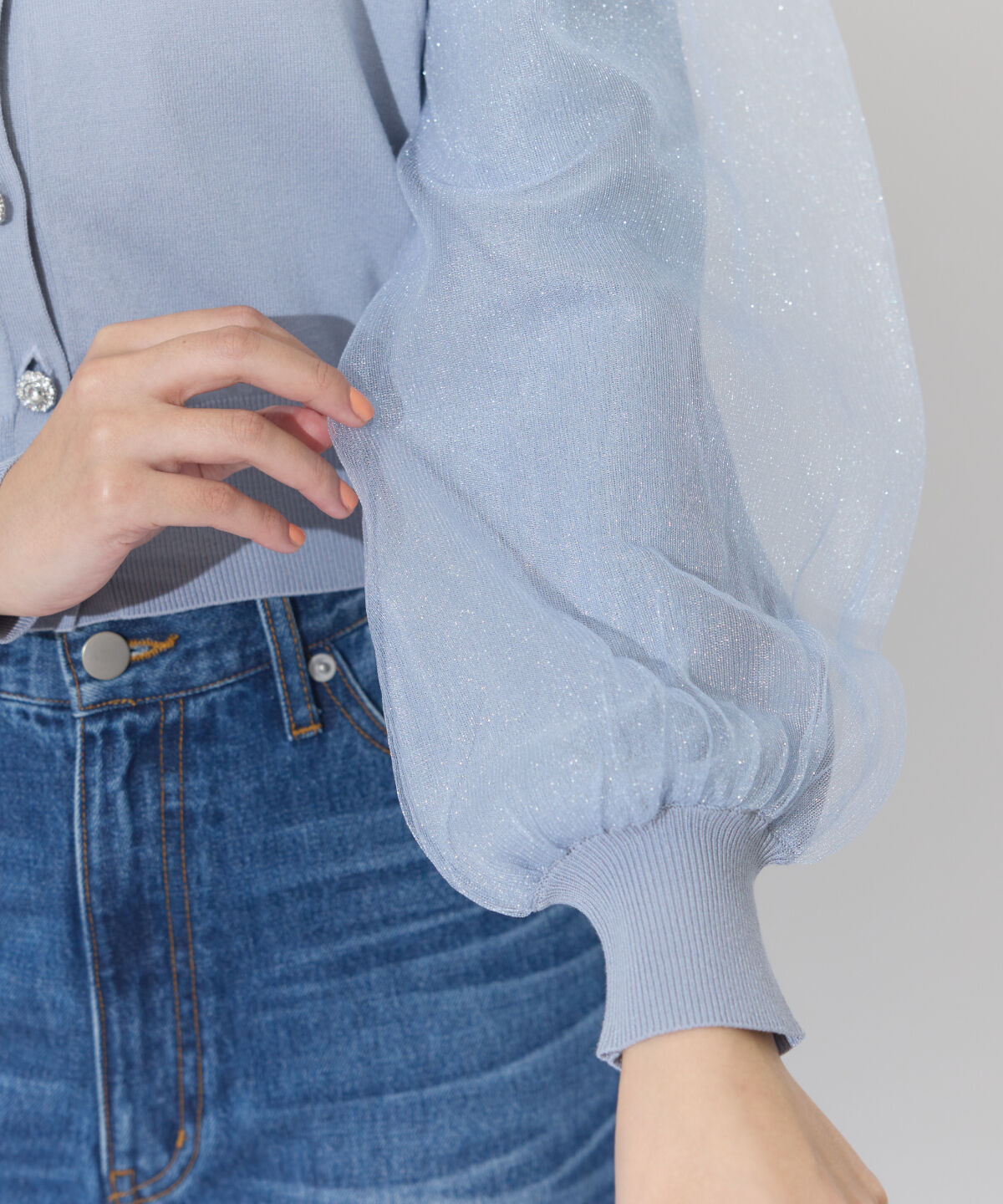 アンドクチュール「シアースリーブビジューカーディガン」|カーディガン|