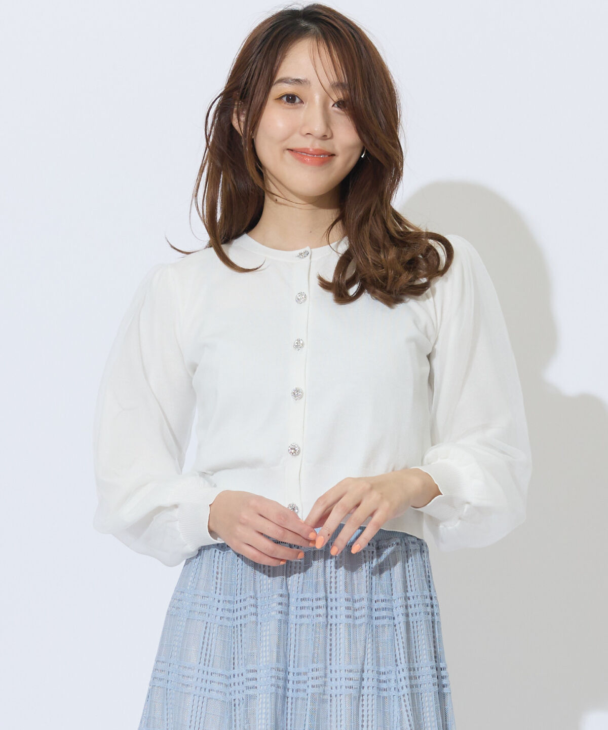 アンドクチュール「シアースリーブビジューカーディガン」|カーディガン|