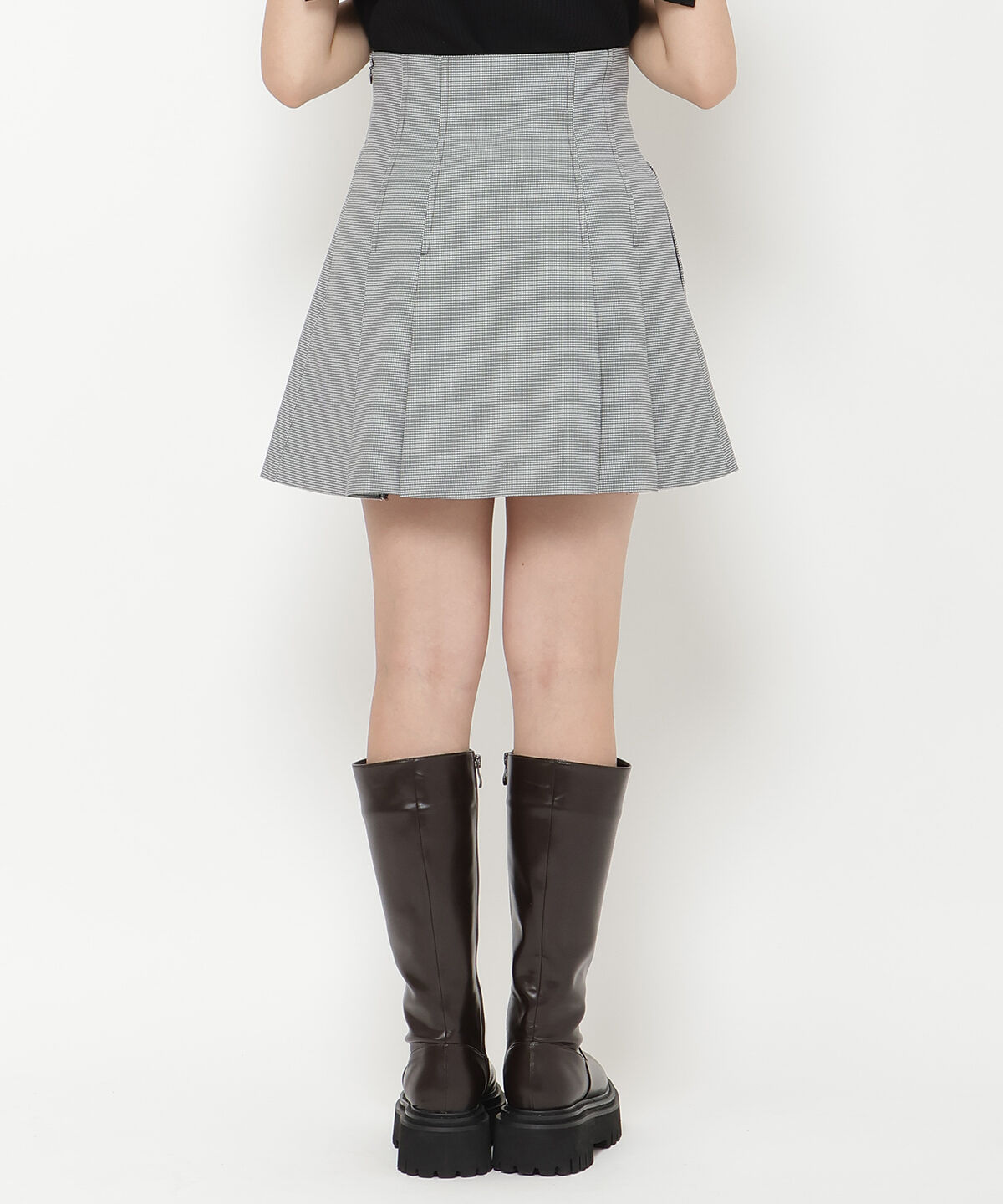 REDYAZEL「ハイウエストタックチェックミニスカート」|フレア|