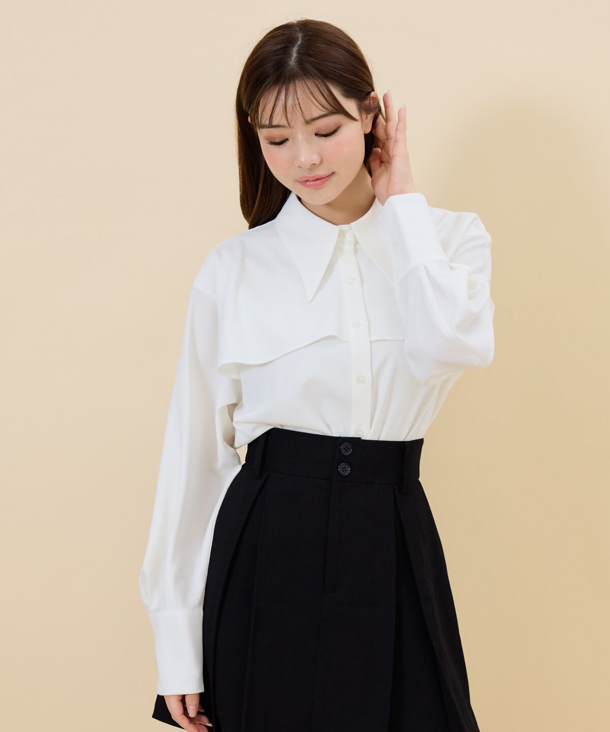 REDYAZEL「シャドーストライプケープシャツ」|シャツ・ブラウス|