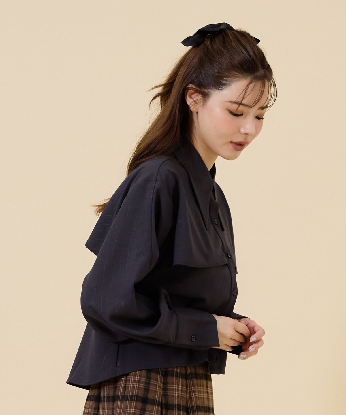 REDYAZEL「シャドーストライプケープシャツ」|シャツ・ブラウス|