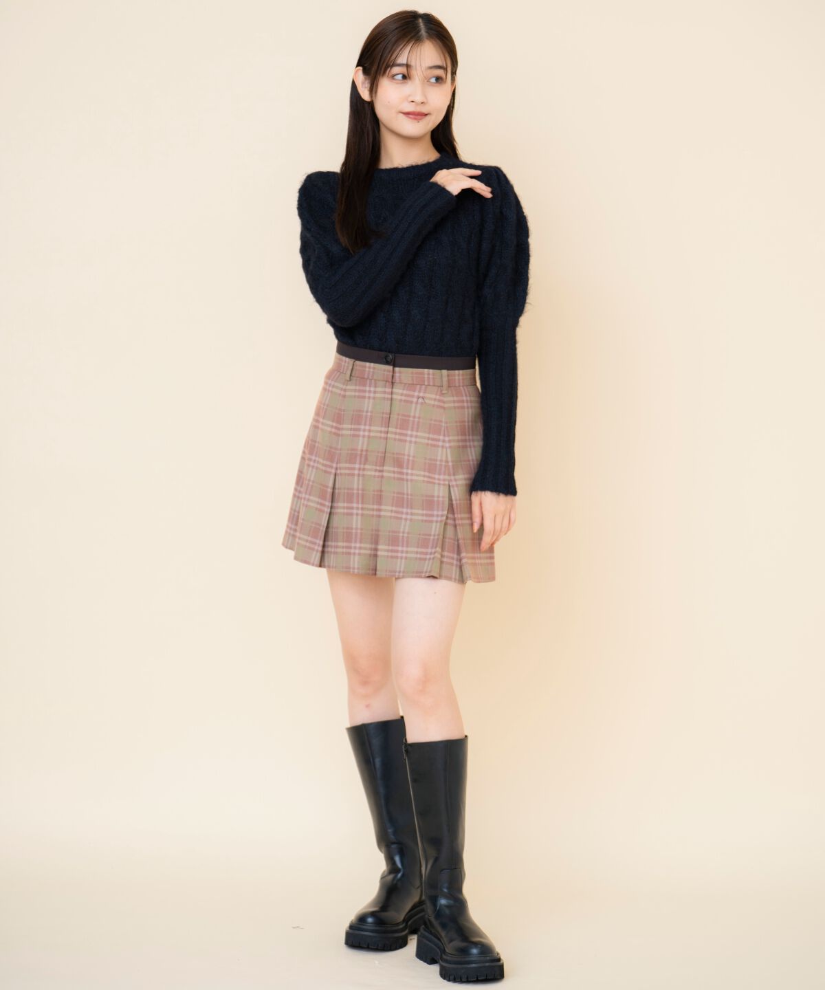 REDYAZEL「ボックスタックチェックスカート」|フレア|
