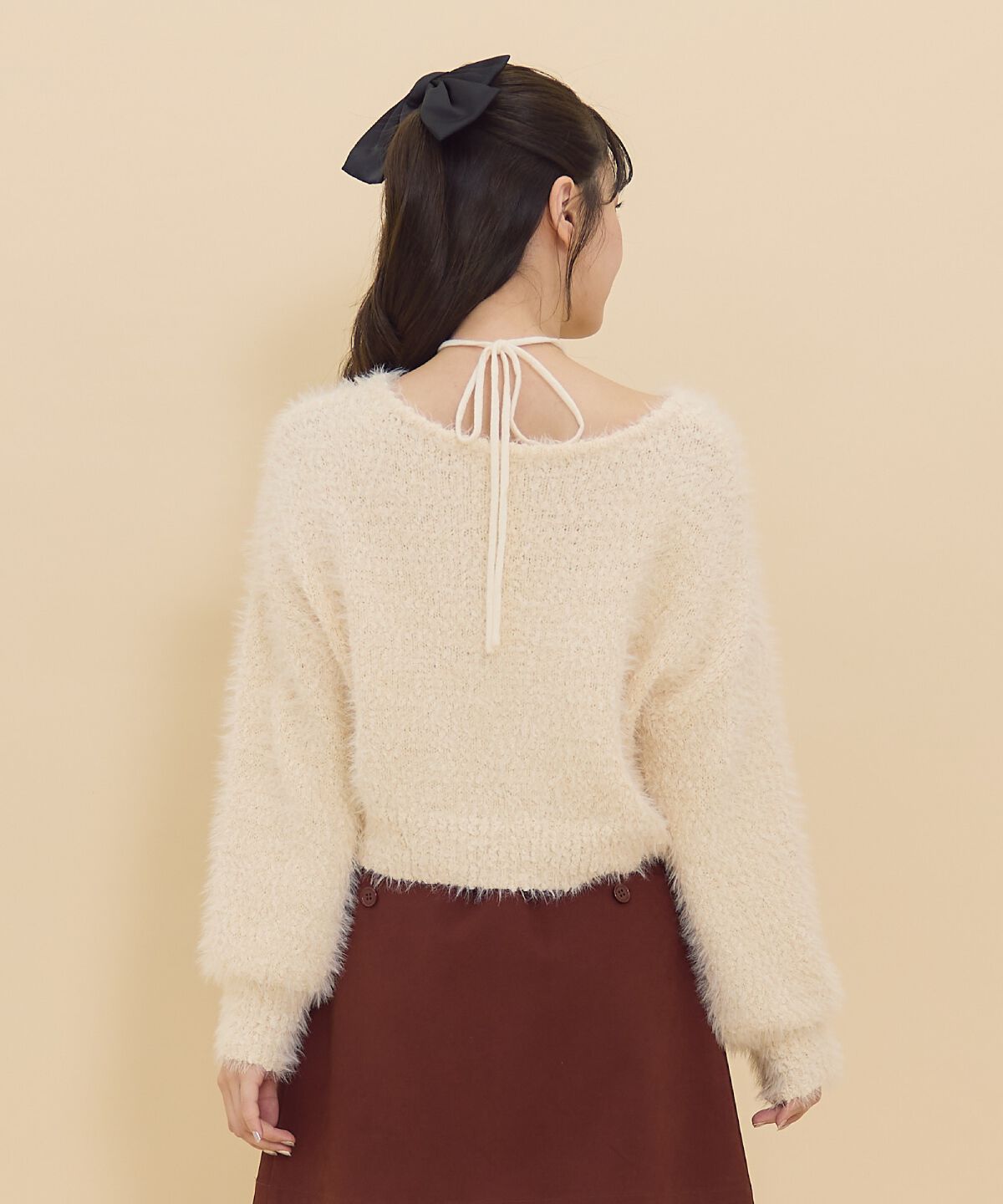 REDYAZEL「ネックリボンシャギーニットトップス」|ニット・セーター|