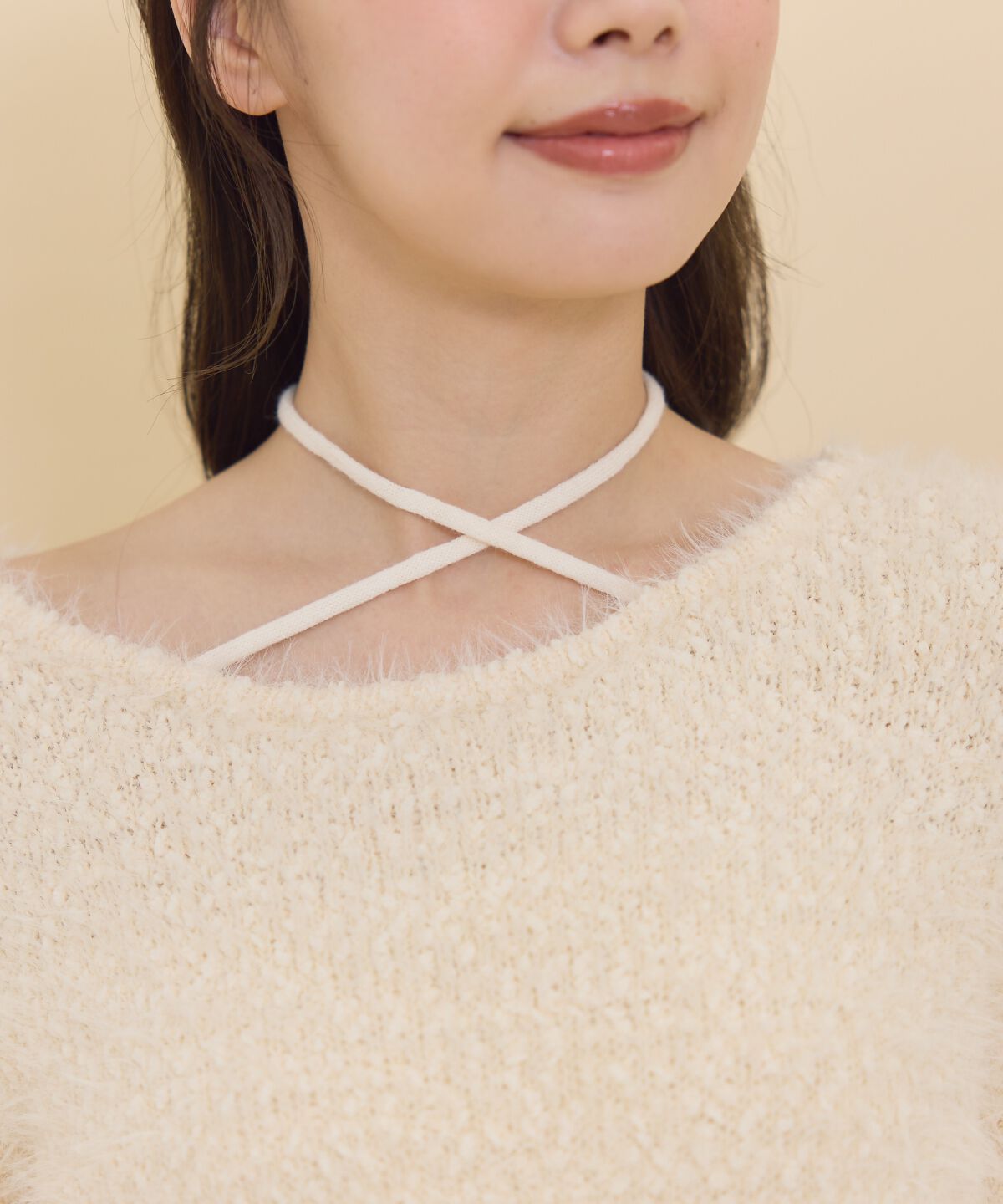 REDYAZEL「ネックリボンシャギーニットトップス」|ニット・セーター|