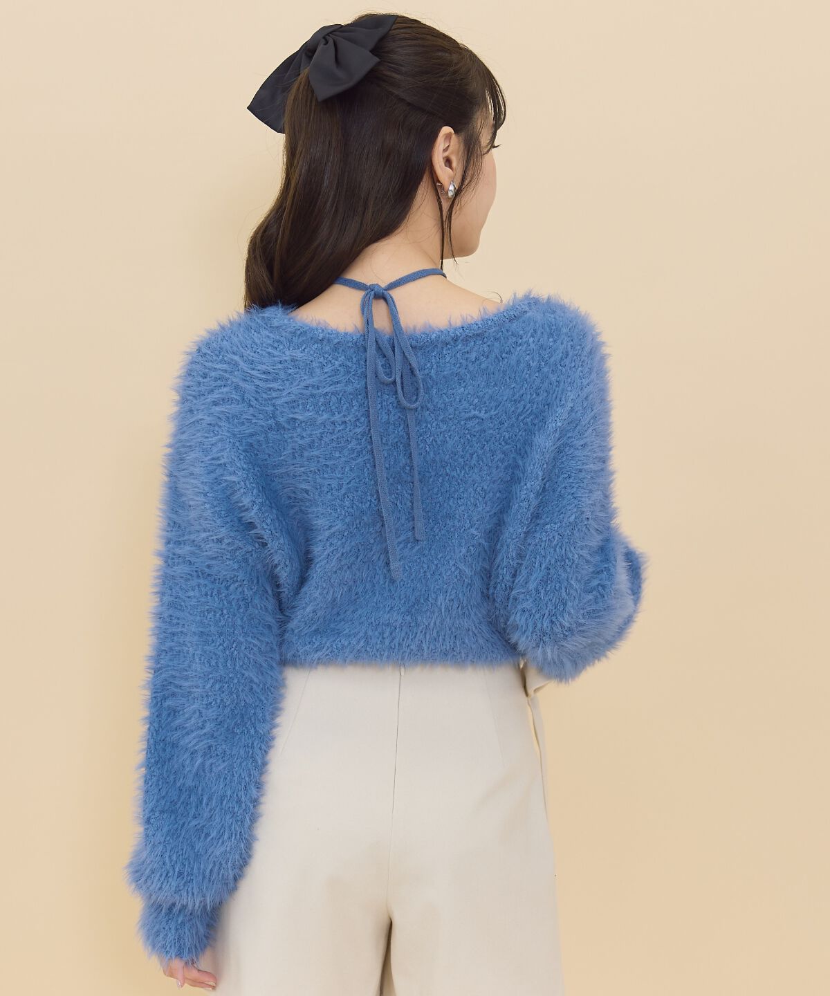 REDYAZEL「ネックリボンシャギーニットトップス」|ニット・セーター|